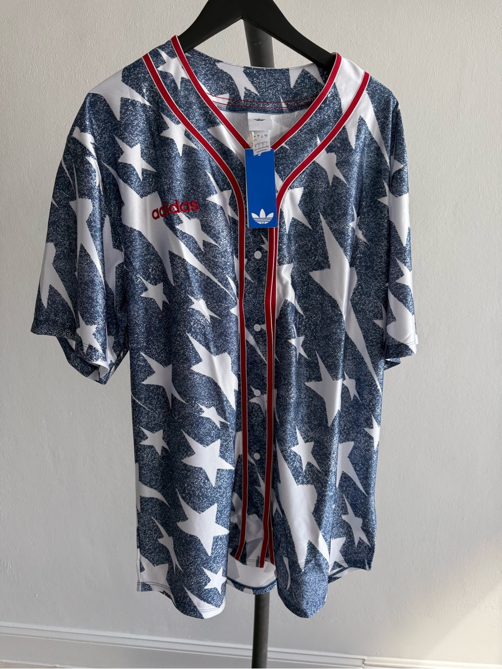 adidas Originals Star Print Baseball Jersey Shirt Men L NWT USA